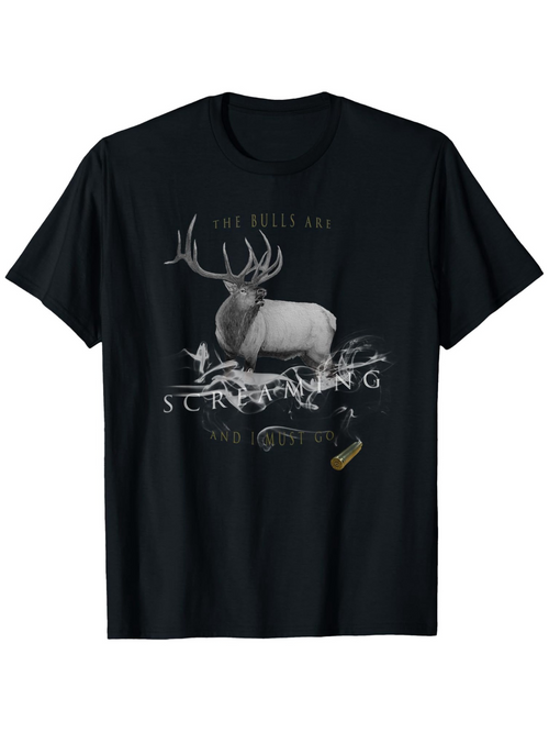 Men's Graphic T-Shirt Lost Souls Are Screaming Silver Antlers Under Autumn Sky Elk