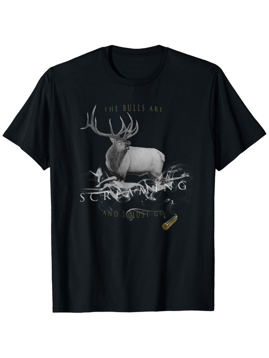 Men's Graphic T-Shirt Lost Souls Are Screaming Silver Antlers Under Autumn Sky Elk