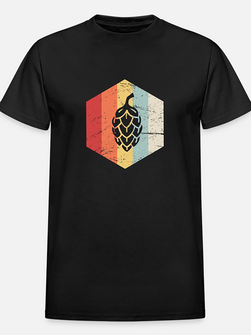Men's Graphic T-Shirt Retro Colored Hexagon With Weathered Look Featuring A Hop Cone Icon