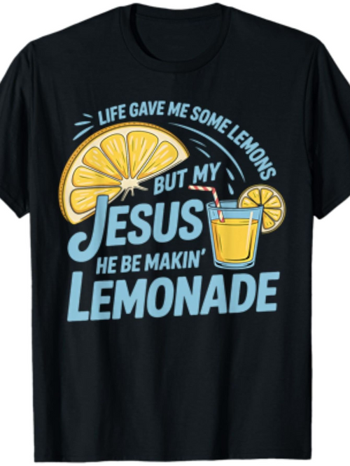 Men's Graphic T-Shirt Life Gave Me Some Lemons Fresh Drink With Sliced Fruit And Glass Lemonade