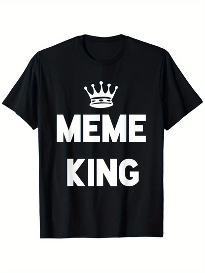 Men's Graphic T-Shirt White Crown Above Bold Lettering Meme King T Shirt