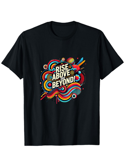 Men's Graphic T-Shirt Rise Above Beyond With Colorful Swirling Lines And Vibrant Abstract Pattern