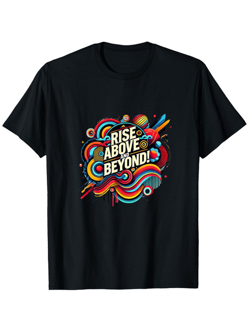 Men's Graphic T-Shirt Rise Above Beyond With Colorful Swirling Lines And Vibrant Abstract Pattern