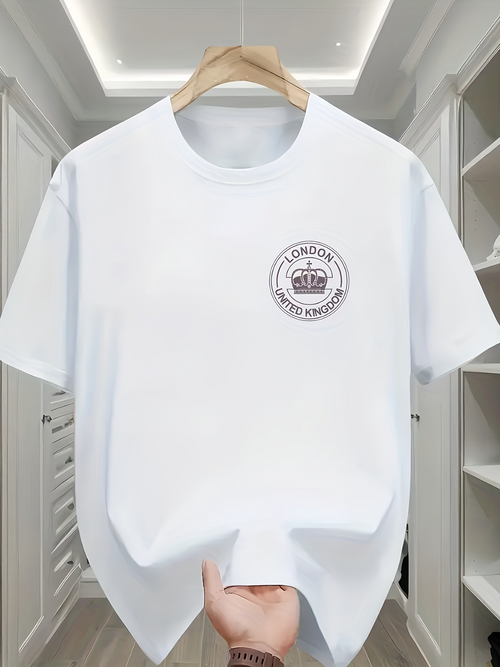 Men's Graphic T-Shirt London Vintage Badge With Circular Crest Emblem Centerpiece