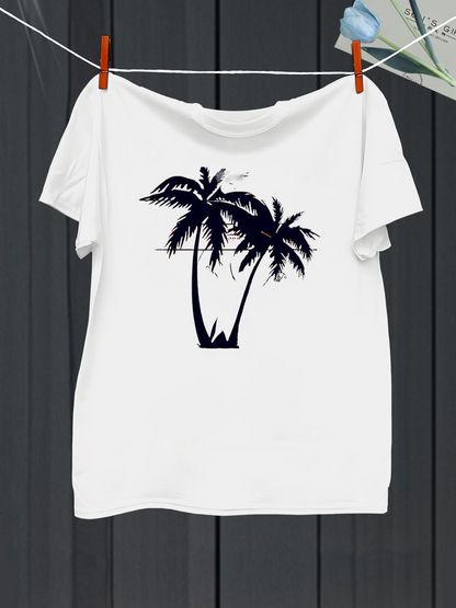 Men's Graphic T-Shirt Tropical Shadows Under Gentle Sun Set Palm Tree