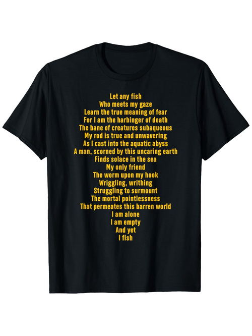 Men's Graphic T-Shirt Poetic Yellow Text Centered On Classic Black T Shirt