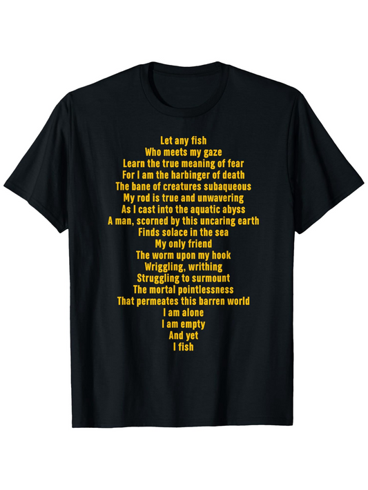 Men's Graphic T-Shirt Poetic Yellow Text Centered On Classic Black T Shirt
