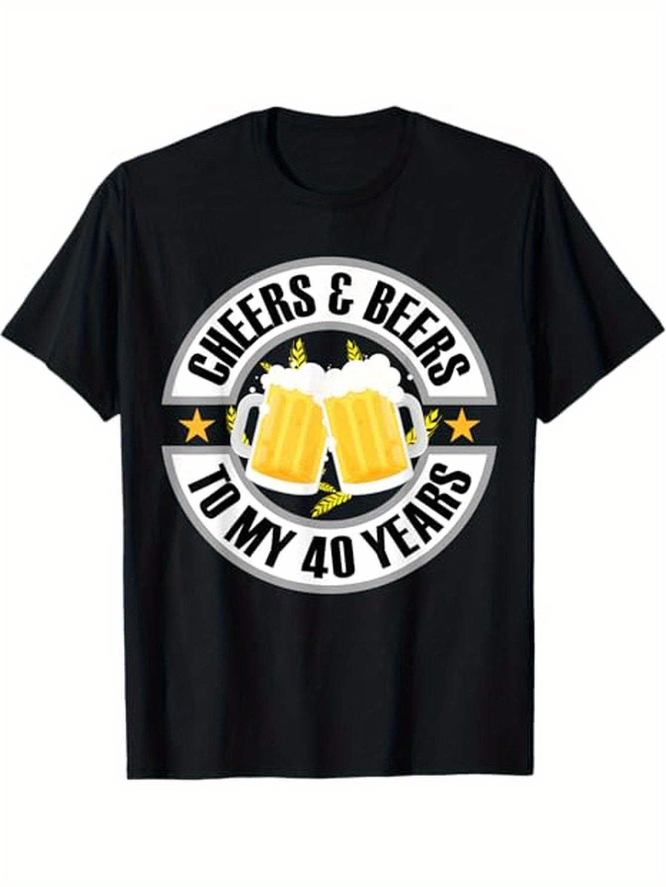 Men's Graphic T-Shirt Cheers Beers With Foamy Mugs Stars And Wheat Beer