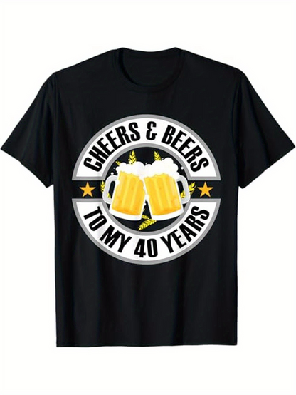 Men's Graphic T-Shirt Cheers Beers With Foamy Mugs Stars And Wheat Beer