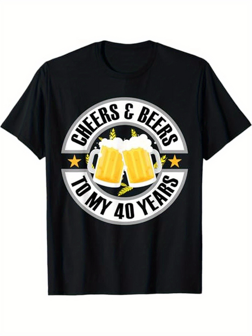 Men's Graphic T-Shirt Cheers Beers With Foamy Mugs Stars And Wheat Beer