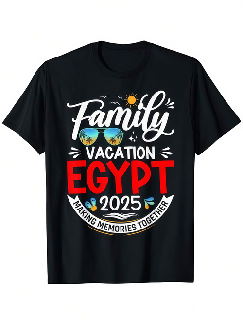 Men's Graphic T-Shirt Family Vacation In Egypt 2025 With Sunglasses And Sun