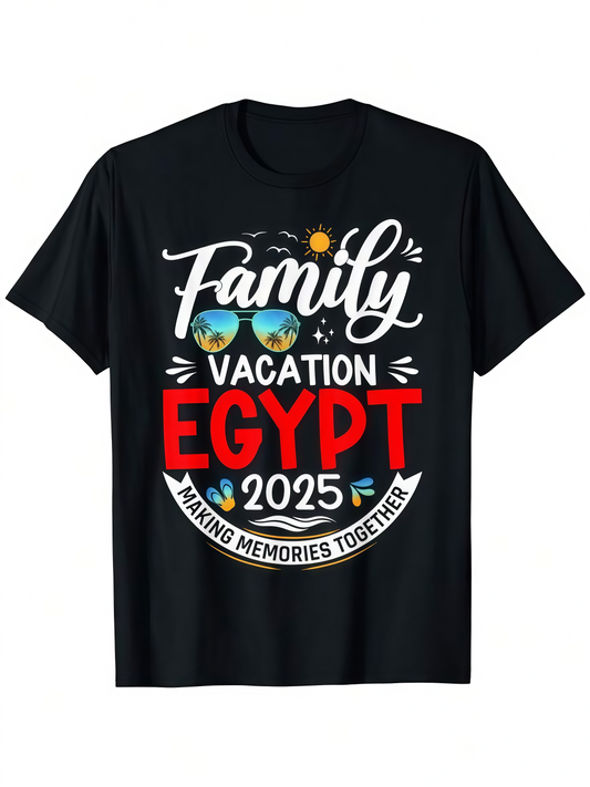 Men's Graphic T-Shirt Family Vacation In Egypt 2025 With Sunglasses And Sun