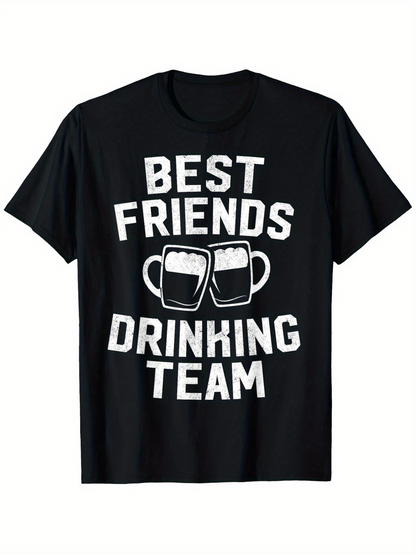 Men's Graphic T-Shirt Best Friends Drinking Team With Beer Mugs And Celebration Motif T Shirt