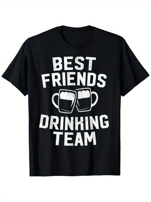 Men's Graphic T-Shirt Best Friends Drinking Team With Beer Mugs And Celebration Motif T Shirt