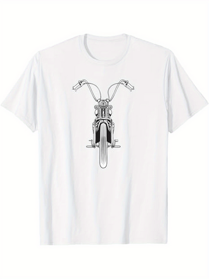 Men's Graphic T-Shirt Classic Retro Hand Drawn Art Motorcycle