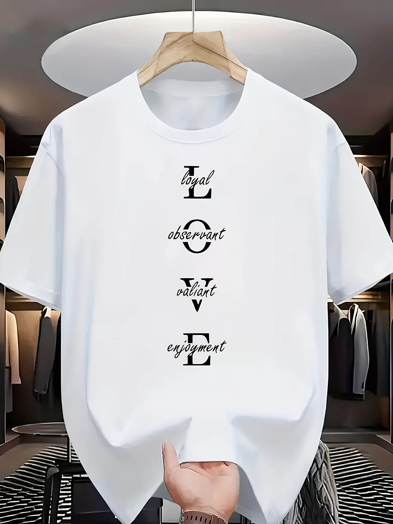 Men's Graphic T-Shirt Loyal Admiration Patient Enjoyment Vertical Lettering Love