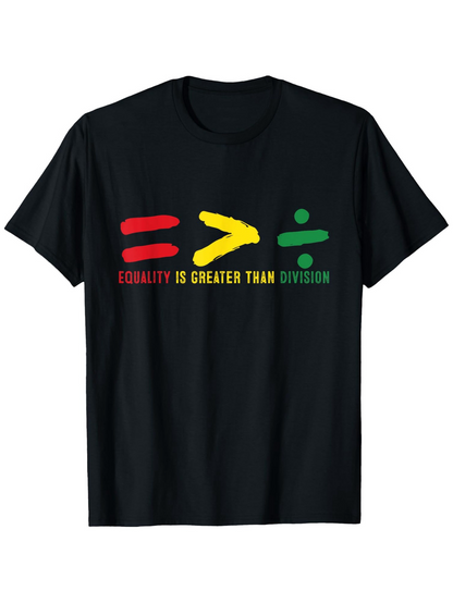 Men's Graphic T-Shirt Equality Is Greater Than Division Colorful Painted Symbols On Black T Shirt