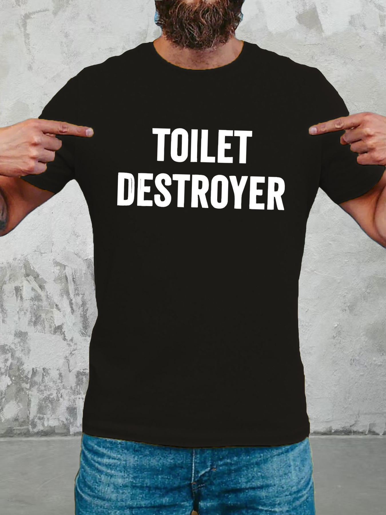 Men's Graphic T-Shirt Toilet Destroyer Bold White Letters On Classic Black T Shirt