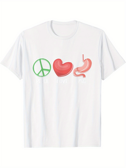 Men's Graphic T-Shirt Playful Gastrointestinal Peace Love Stomach Emoji Art T Shirt