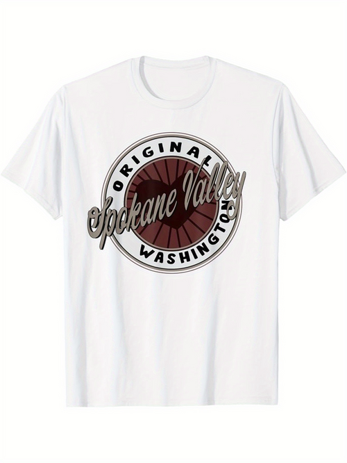 Men's Graphic T-Shirt Original Spokane Valley Classic Badge Emblem With Vintage Sunburst Design