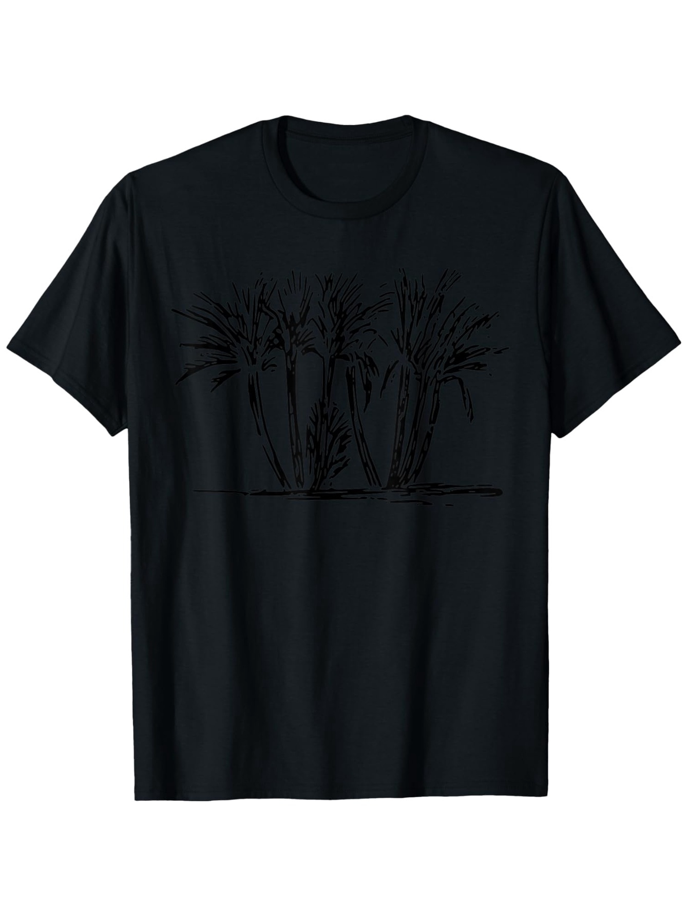 Men's Graphic T-Shirt Dusky Seaside Breeze With Tall Palm Trees Among Shadows Night Palm Tree