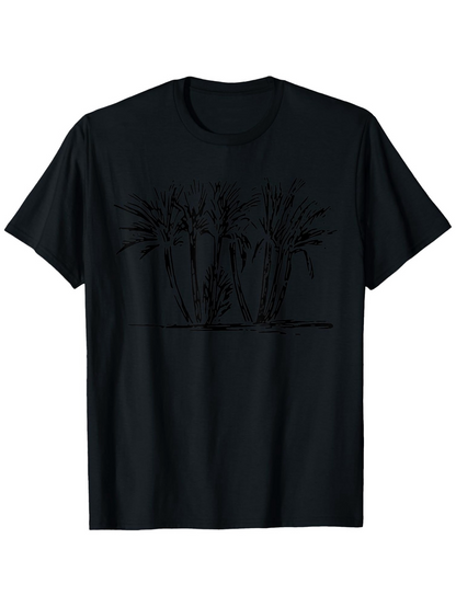 Men's Graphic T-Shirt Dusky Seaside Breeze With Tall Palm Trees Among Shadows Night Palm Tree