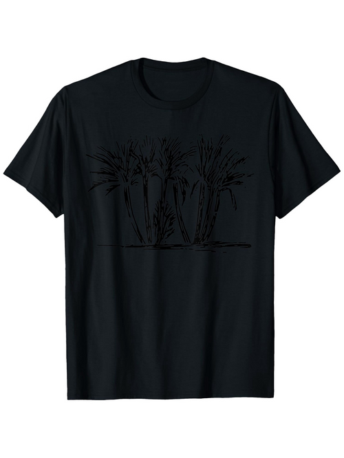 Men's Graphic T-Shirt Dusky Seaside Breeze With Tall Palm Trees Among Shadows Night Palm Tree
