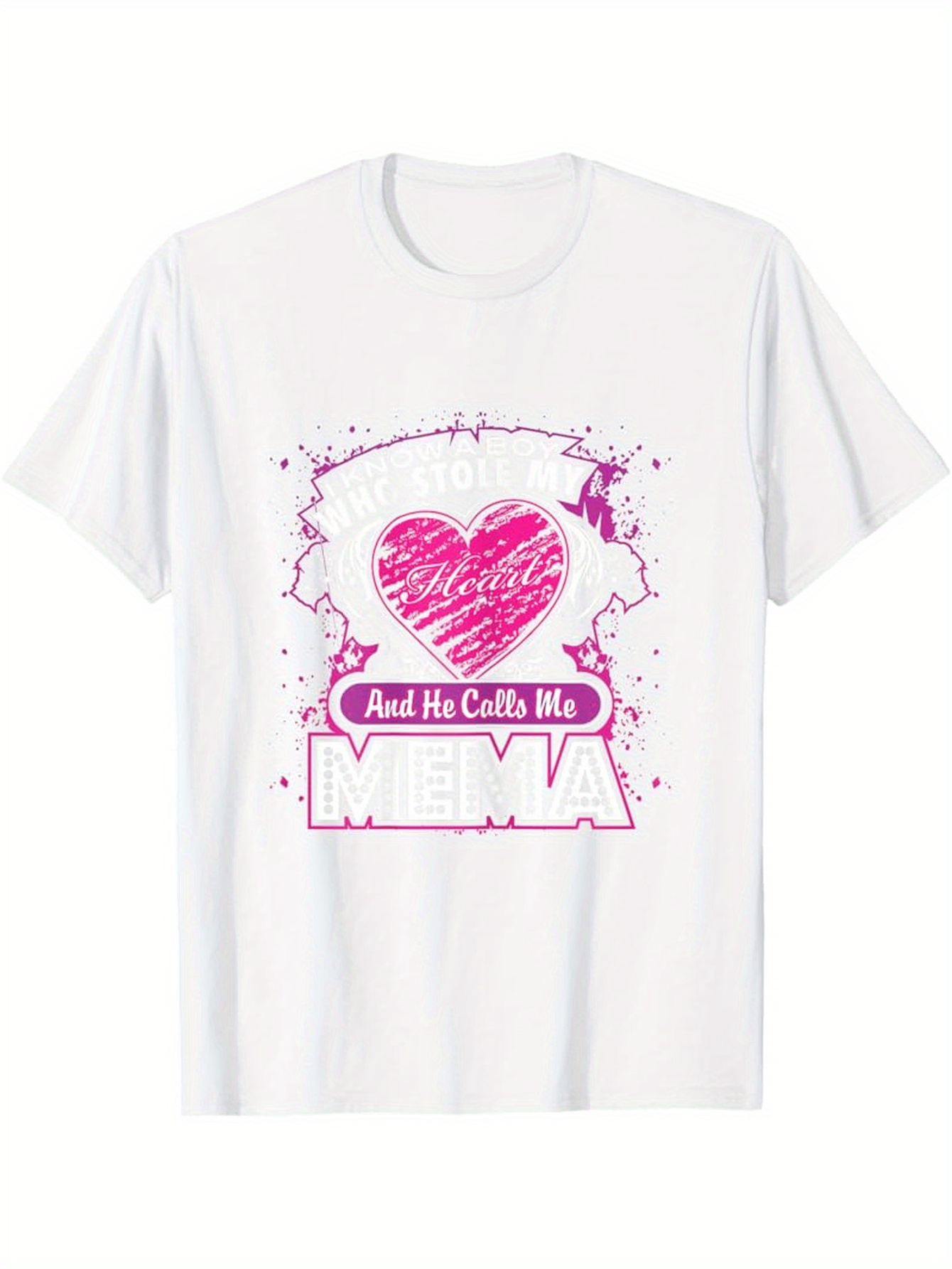 Men's Graphic T-Shirt And He Calls Me Mema Paint Splatter Heart Graphic Shirt
