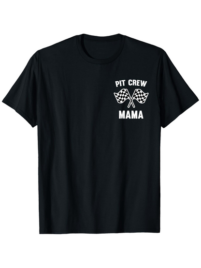 Men's Graphic T-Shirt Pit Crew Mama With Crossed Racing Flags Graphic T Shirt
