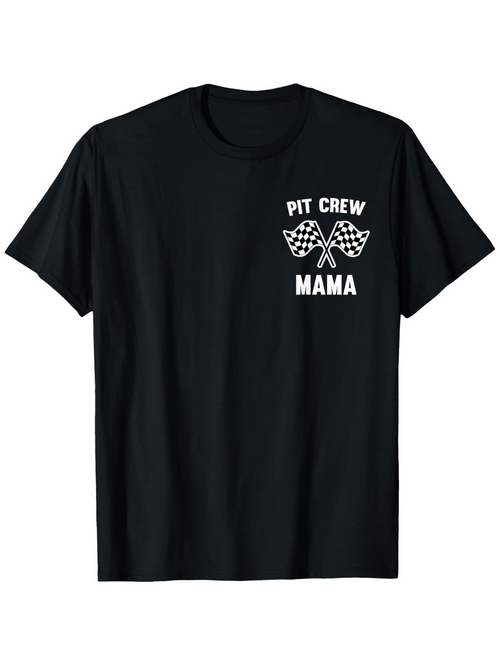 Men's Graphic T-Shirt Pit Crew Mama With Crossed Racing Flags Graphic T Shirt