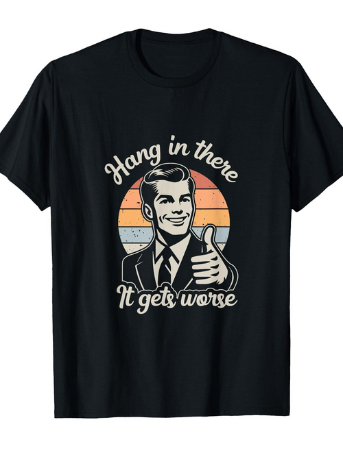 Men's Graphic T-Shirt Hang In There Retro Sunset With Thumbs Up Smiling Man Graphic