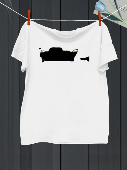 Men's Graphic T-Shirt Silhouette Urban Adventure Boat On Calm Water