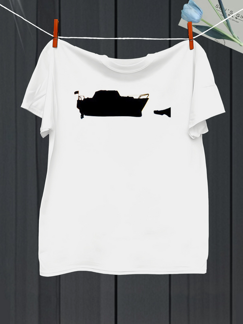 Men's Graphic T-Shirt Silhouette Urban Adventure Boat On Calm Water