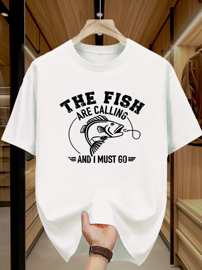 Men's Graphic T-Shirt The Fish Are Calling And I Must Go Leaping River Waters Swirling Around Catching Flying Fish