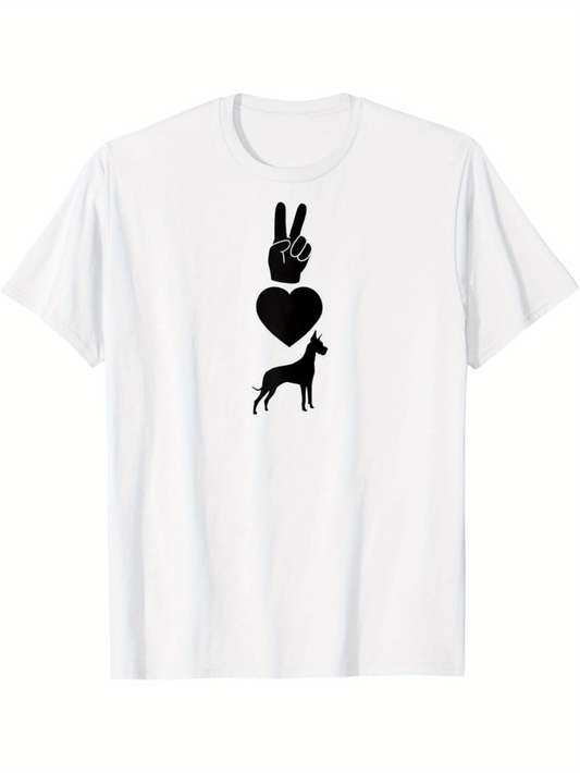 Men's Graphic T-Shirt Peace Love Elegant Silhouette Of Graceful Dog