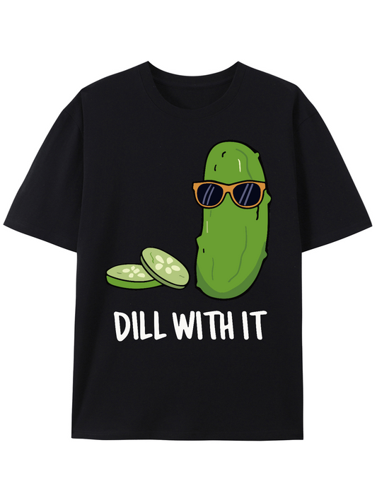 Men's Graphic T-Shirt Dill With It Cool Sunglasses Pickle With Sliced Cucumber Design Pickle