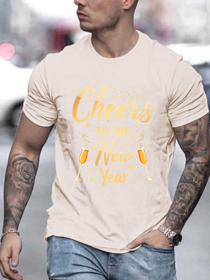 Men's Graphic T-Shirt Cheers To The New Year Toasting Champagne Flutes With Bubbly Celebration Moment