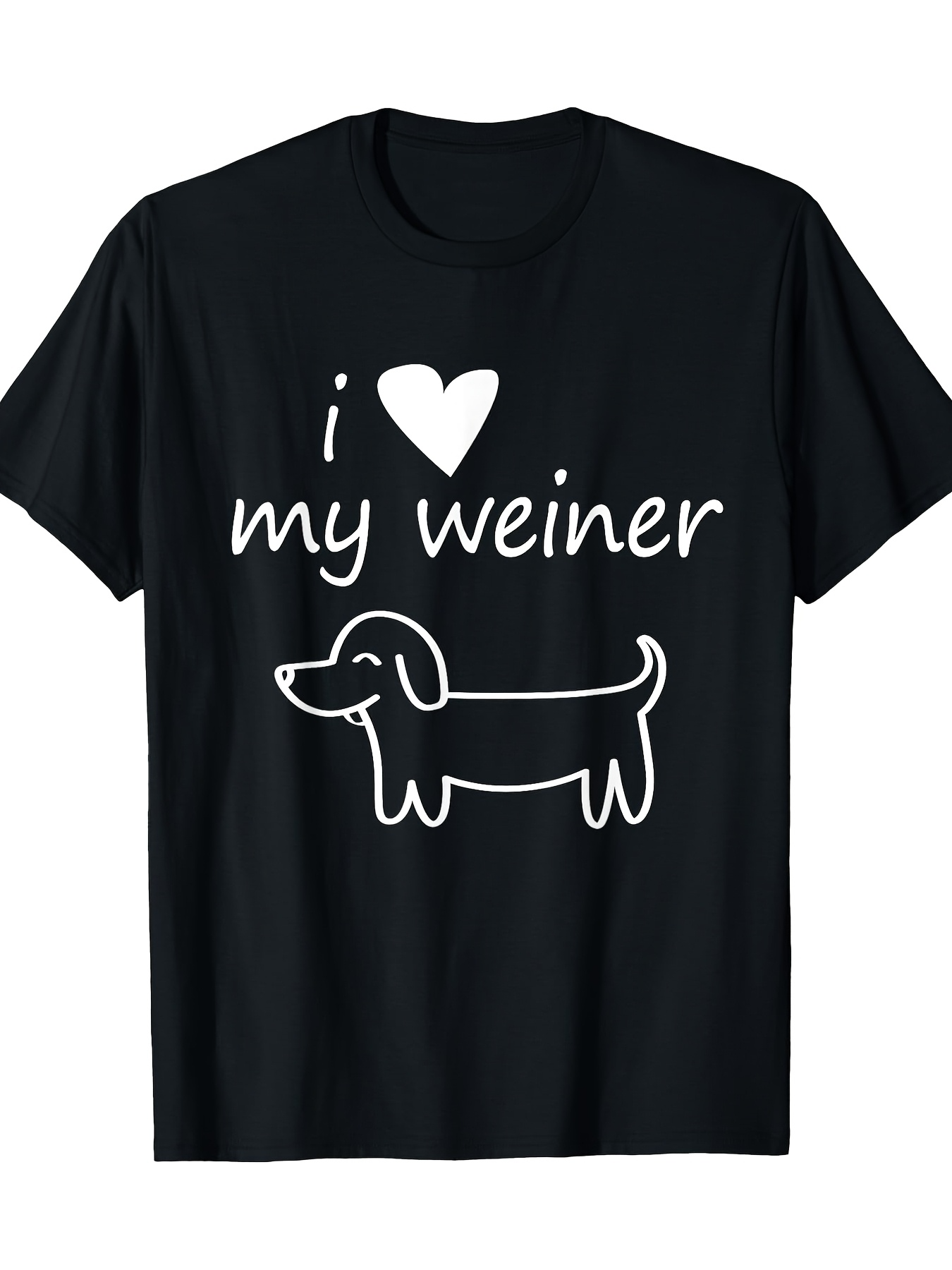 Men's Graphic T-Shirt I Love My Weiner Happy Cartoon Sketch Dog