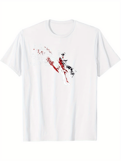Men's Graphic T-Shirt Dynamic Red And Black Motion Captured Artistic Figure