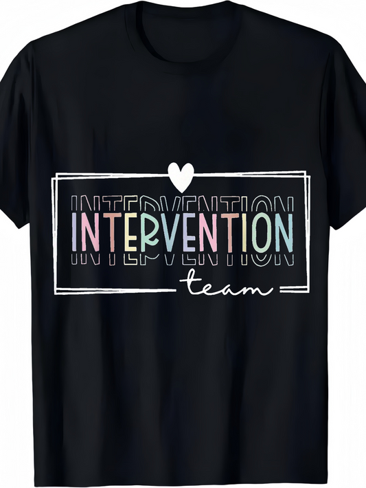 Men's Graphic T-Shirt Colorful Lettering With Framed Heart And Handwritten Words Intervention Team