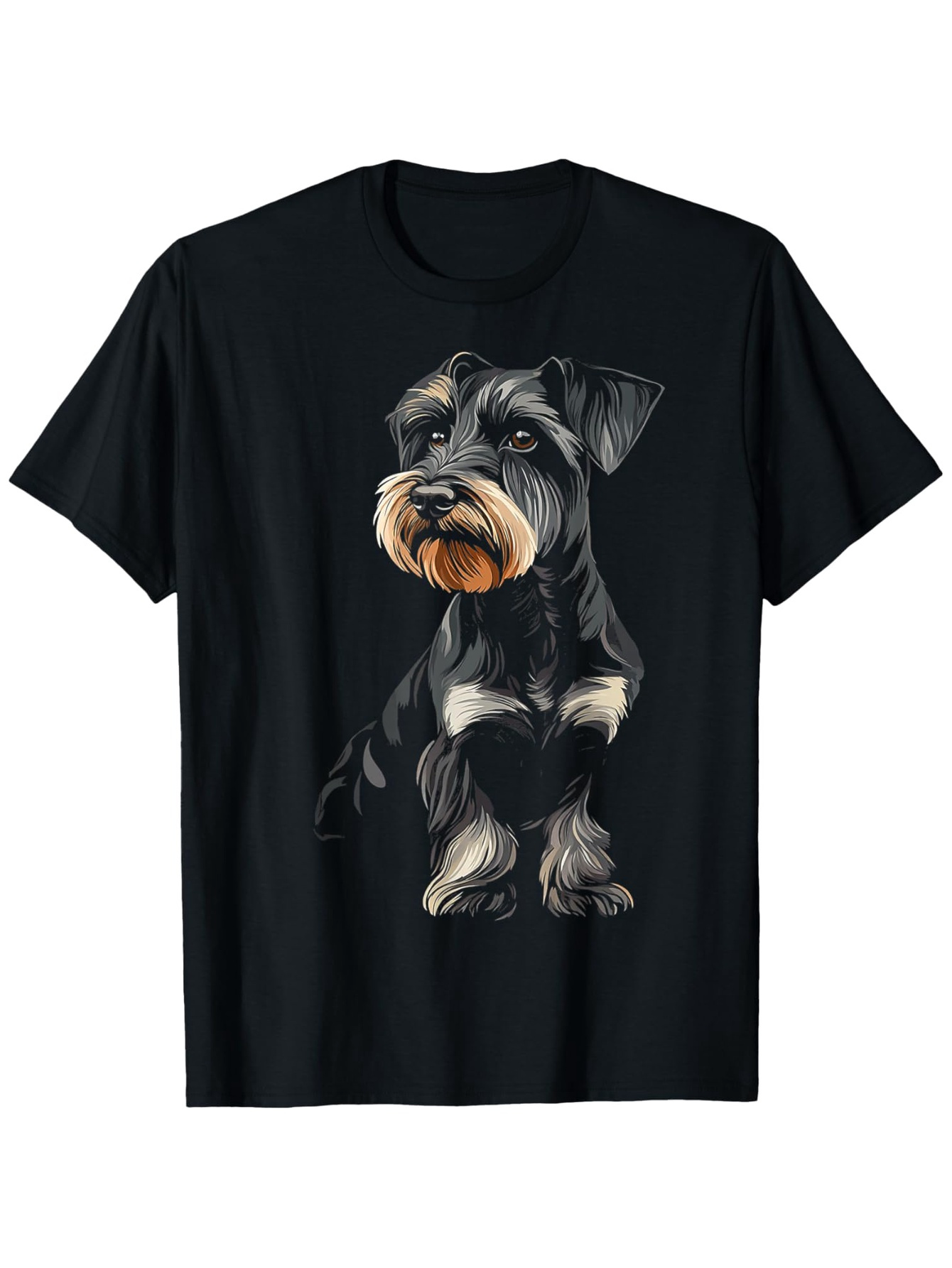 Men's Graphic T-Shirt Hand Drawn Realistic Fur Detail Black And Brown Schnauzer Dog
