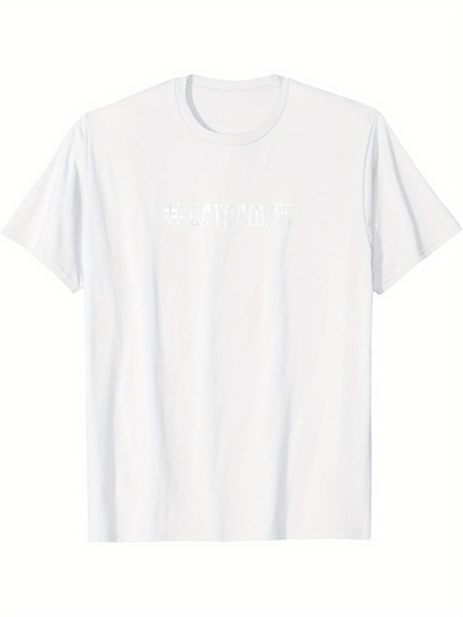 Men's Graphic T-Shirt Cat Dad Life text with graphic of a cat