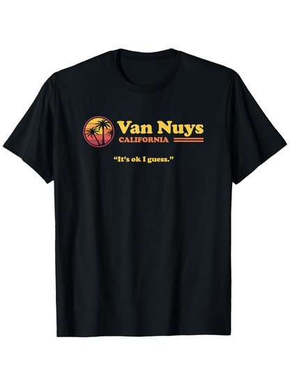 Men's Graphic T-Shirt Van Nuys California Sunset Palms With Retro Vintage Text T Shirt