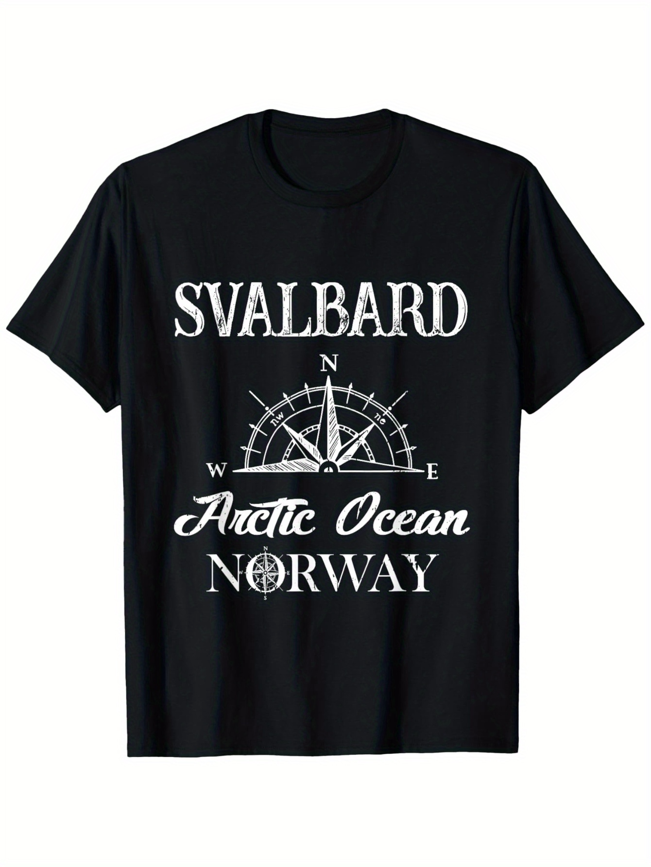 Men's Graphic T-Shirt Svalbard Compass With Wind Rose Arctic Ocean Norway