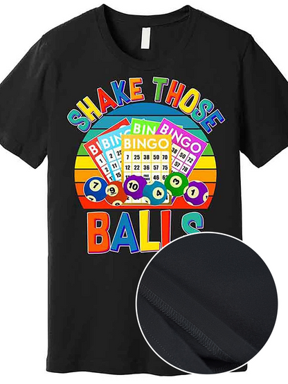 Men's Graphic T-Shirt Shake Those Balls Colorful Bingo Game With Rainbow Accents And Bingo Balls