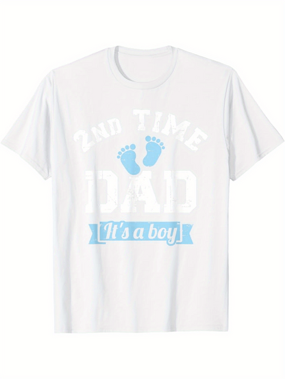 Men's Graphic T-Shirt 2nd Time Dad Its A Boy Blue Baby Footprints T Shirt