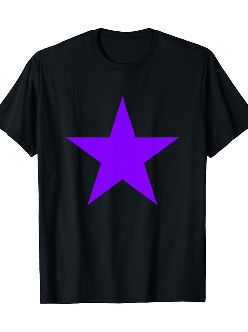 Men's Graphic T-Shirt Vivid Purple Star On Midnight Black T Shirt