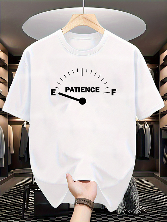 Men's Graphic T-Shirt Patience Meter Graphic With Black Gauge And Bold Letters T Shirt