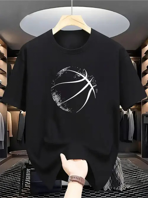 Men's Graphic T-Shirt Abstract Grunge Artistic Paint Strokes With White Basketball
