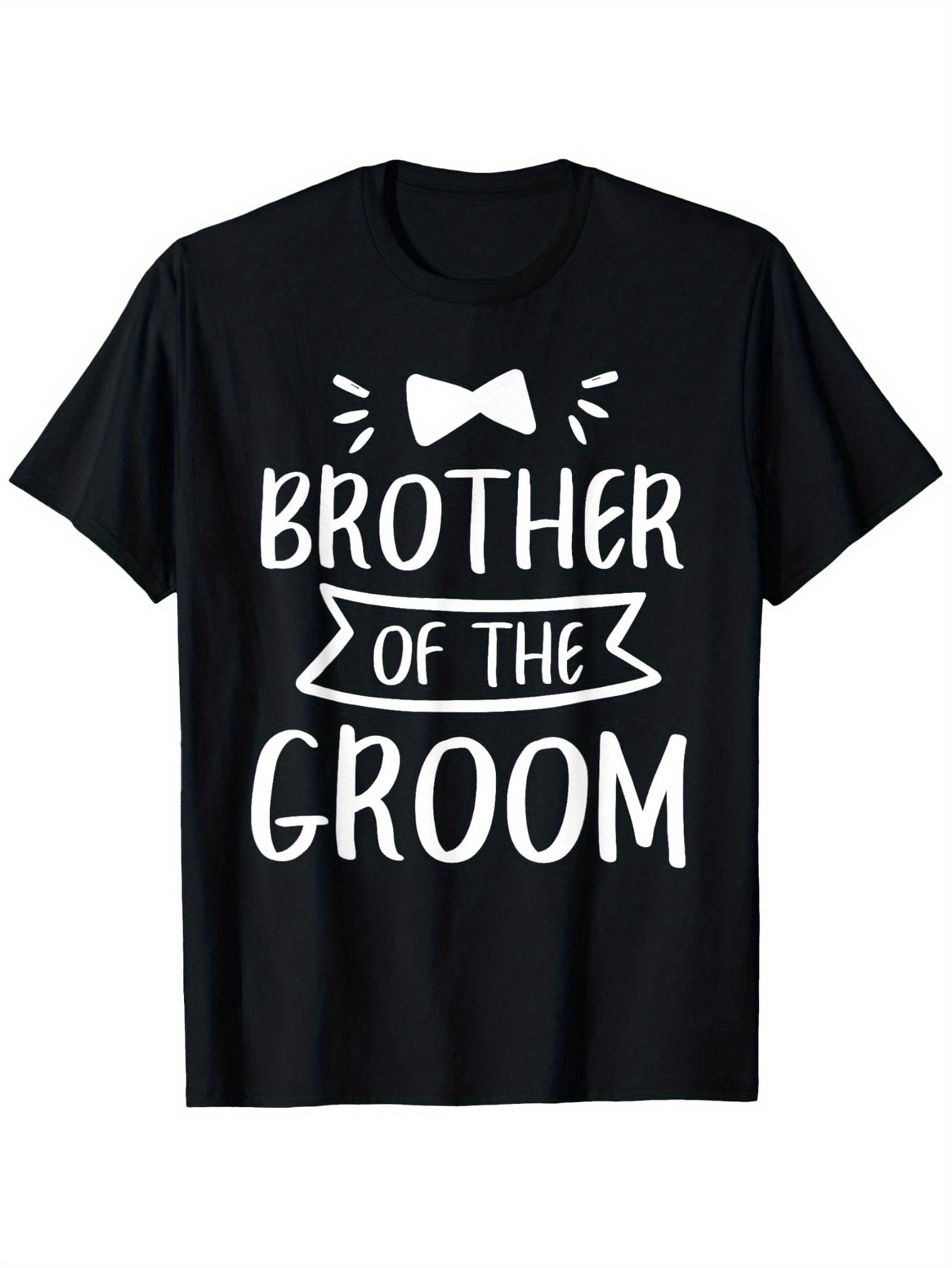 Men's Graphic T-Shirt Brother Of The Groom Playful Typography With Bow Tie Graphic T Shirt